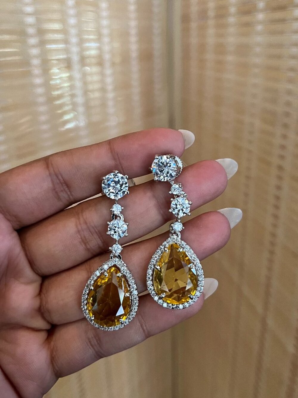 Tear Drop Yellow Earrings